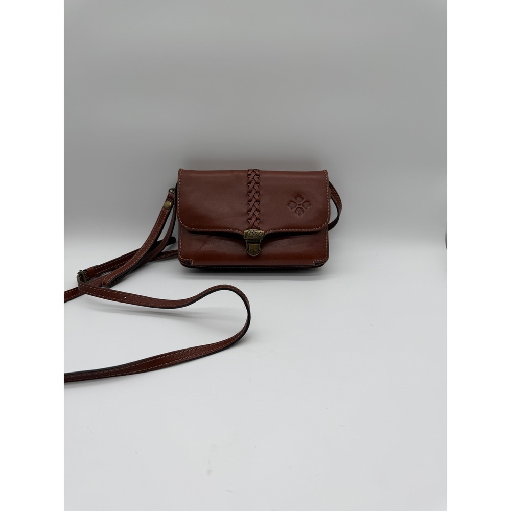 Patricia Nash Brown Leather Braided Crossbody Bag Accordion Wallet Purse